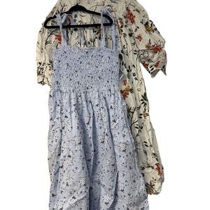 Girls Blue Sundress and Floral Short Sleeves Statement Boho Fun Spring summer 10